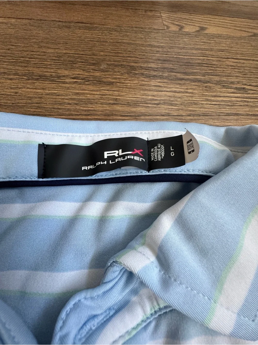 Ralph Lauren Light Blue & White Striped Polo Golf Shirt